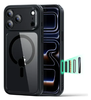 ESR iPhone 17 Pro Max Classic Hybrid Case con MagSafe y Control de Cámara Protección Grado Militar - Negro Transparente
