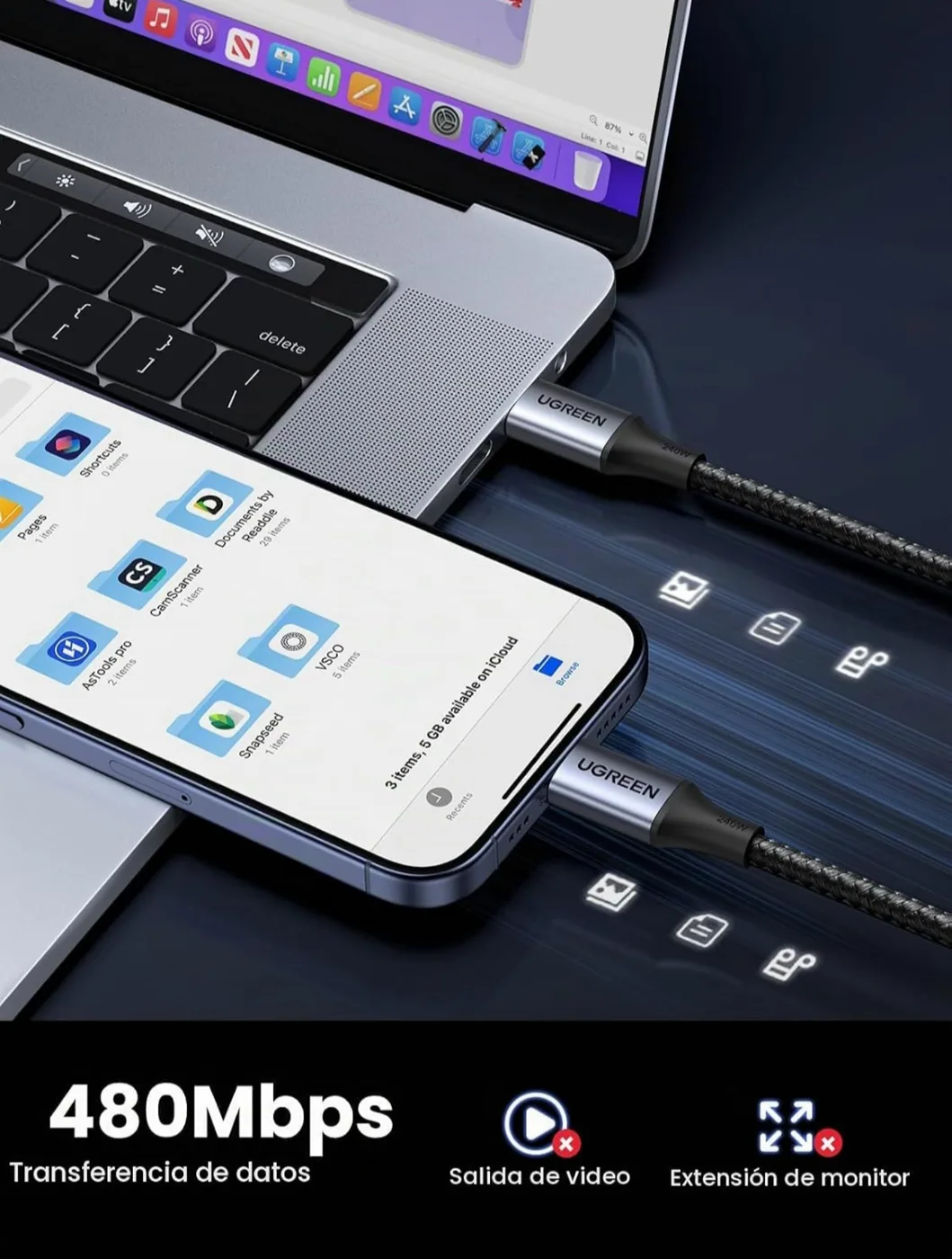 Foto 4 de UGREEN 60W USB C to USB C Cable, Fast Charging Cable